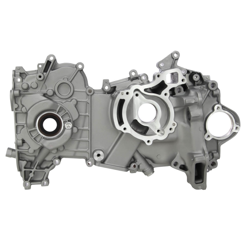 Timing cover with variable oil pump